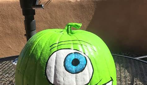 Turned my green pumpkins into Sulley and Mike Wazowski Monsters inc