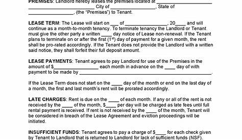 Month To Month Lease Template Pdf