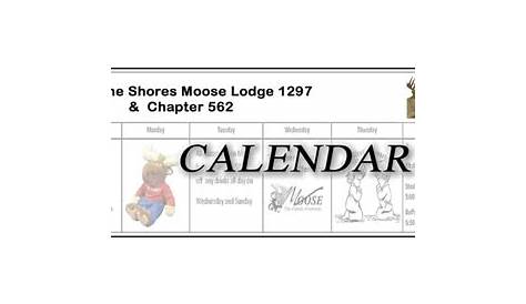 Calendar Surfside Beach Moose Lodge