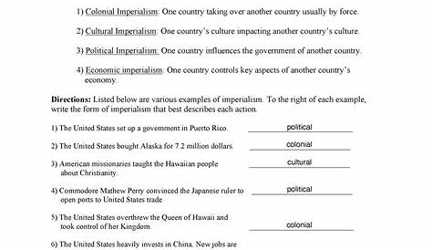 Analyzing The Motives For Imperialism Worksheet Answers Https Cfsd