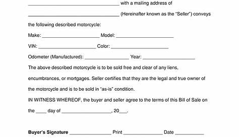 Bill Of Sale Document Template Beautiful Free Printable Motorcycle Bill
