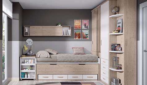 Dormitorio juvenil compacto moderno con armario | Muebles Toscana