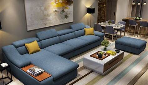 Muebles de sala moderno en forma de L tela corner sofá seccional