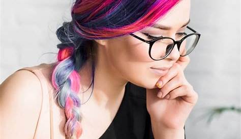 Multicolored Hair MultiColored Rainbow Ombre Color, Lilac