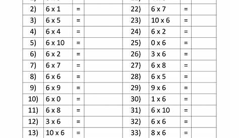 6 Times Tables Worksheets