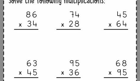 Multiplying Two Digit Numbers By Two Digit Numbers Worksheet