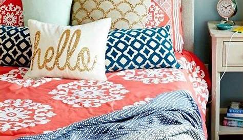 Navy And Coral Bedroom Decor