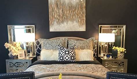 20 Beautiful Bedroom Designs with Gold and Navy Accents Small Master