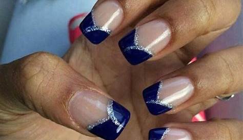 Navy Blue Nails Wedding French Tips