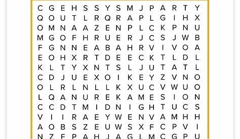 New Year's Eve Word Search Free Printable