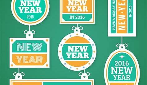 New Year Label Vector