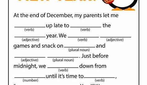 New Years Mad Libs Game, Printable 2022 New Years Eve Party Activity
