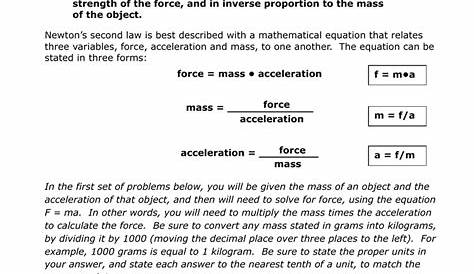 35 Newton's Second Law Of Motion Worksheet Answers support worksheet