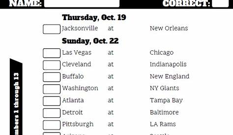 Central Time Week 7 NFL Schedule 2016 Printable