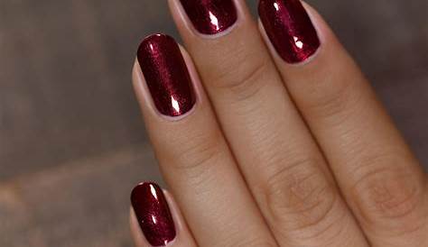 Nighttime Elegance: Deep Maroon Clothing With Pearl Nails For A Magical Aura