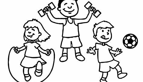 Tres niños jugando Deportes para colorear, imprimir e dibujar