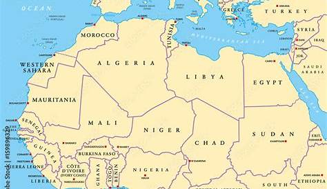 North Africa Map Images Countries Political Stock Illustration