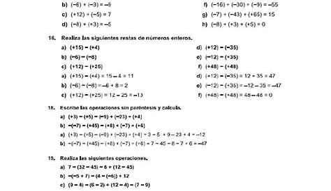 CONJUNTO DE LOS NUMEROS ENTEROS EJERCICIOS PDF