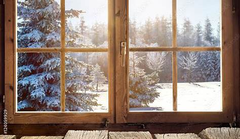 Offenes Fenster Und Fallender Schnee Vektor Abbildung - Bild: 35636764