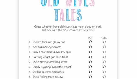 Old Wives Tales Game Gold Glitter Printable Baby Games