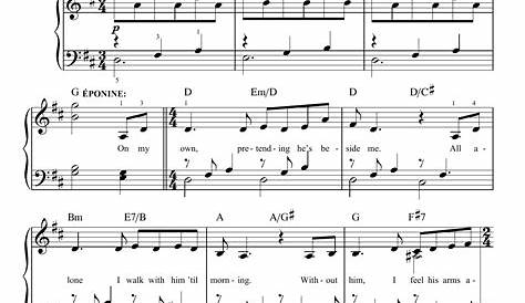 On My Own (from Les Miserables) Sheet Music Direct