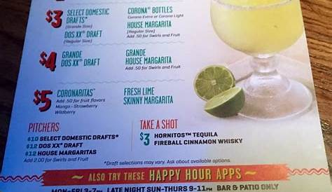 On the Border Happy Hour Times and Menu With Prices Open Hours