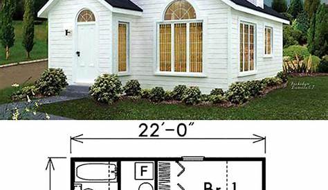 Small 1 bedroom cabin plan, 1 shower room, options for 3 or 4-season
