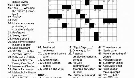 pop culture crossword printable free free printable - printable puzzle