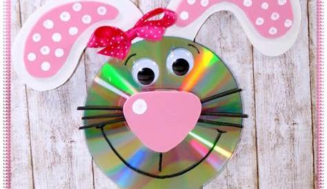 osterhase basteln mit cds moosgummi upcycling mit kindern Kids Crafts