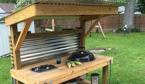 Outdoor Bbq Bench Diy Renovated Area With Solid Timber Top & Cupboard