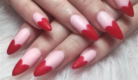 Oval French Tip Nails Valentines