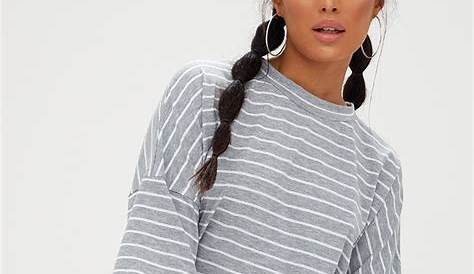 Monochrome Oversized Stripe T-Shirt Dress | PrettyLittleThing