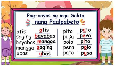 (PDF) Panuto: Ayusin nang paalpabeto ang mga salita. Isulat ang