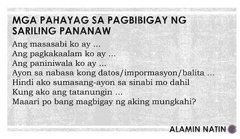 Paano mabisang magagamit ang nga ekspresyon sa pagpapahayag ng sariling