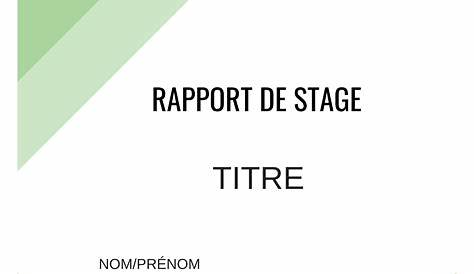 Exemple De Page De Garde Pour Rapport De Stage – Novo Exemplo