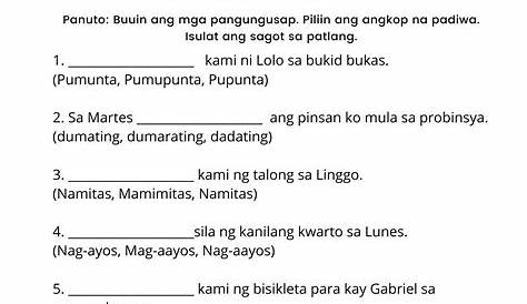 Aspekto ng Pandiwa at Mga Halimbawa | 1st grade worksheets, Filipino