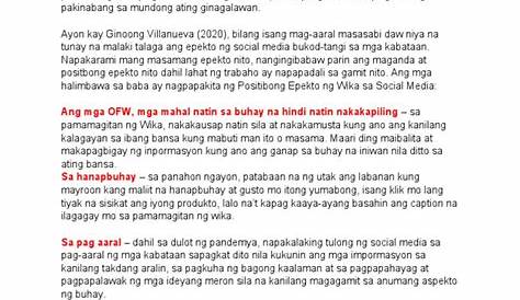 Paano Nakakaapekto Ang Social Media Sa Paggamit Ng Wikang Filipino
