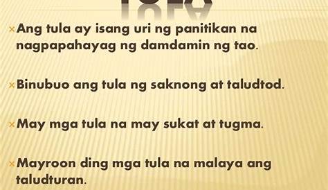 Ano Ang Mga Uri Ng Tula At Kahulugan Nito