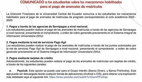 UCE Facultad de Ingeniería y Ciencias Aplicadas: Prórroga Pago