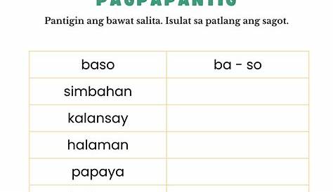 4 Pantig Na Salita - kabuuan apat