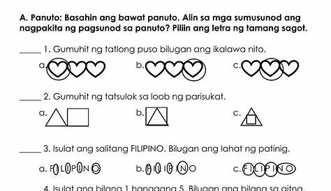 Pagsunod Sa Panuto Grade 3 Worksheet