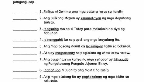 (PDF) Pagsasanay sa Filipino Pagtukoy sa Pokus ng Pandiwa | Joanne