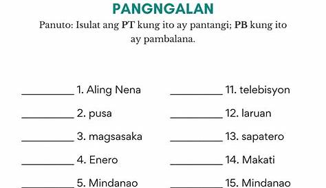 pangngalan worksheets - philippin news collections
