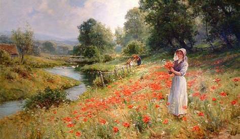 Graham Painter - English High Summer Riverbank Landscape Original Oil