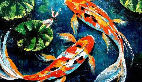 Painting for sale - koi fish painting textured #8015