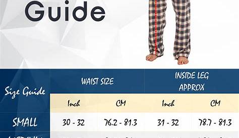 Pajama Pants Size Chart
