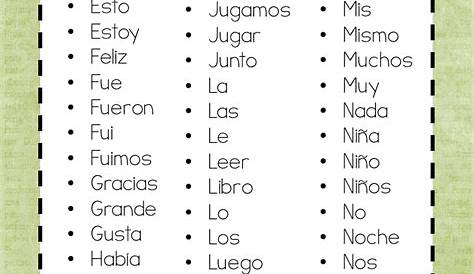 Clase de Español de 4A, 4B, 5A, 5B y 5C: Palabras de Alta Frecuencia