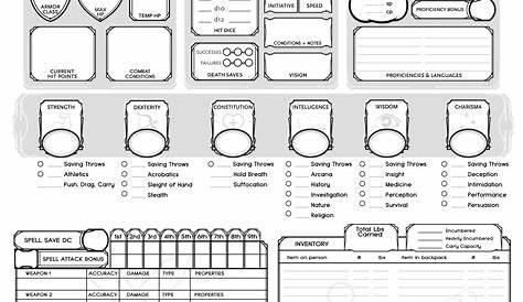 Paladin Character Sheet For Dnd 5e Form Fillable Pdf Dungeons And