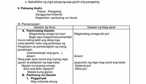Detailed Lesson Plan Tungkol Sa Pang Angkop - angkop alinsunod