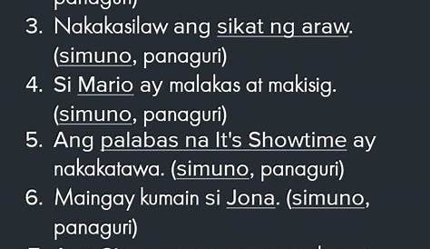 Halimbawa Ng Pangungusap Na May Simuno At Panaguri - pang katawan